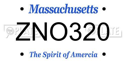 ZNO320 Massachusetts License Plate