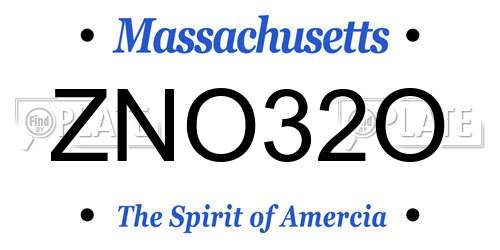 ZNO32O Massachusetts License Plate