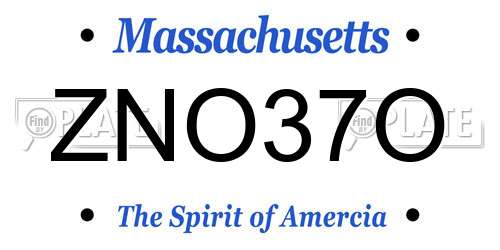 ZNO37O Massachusetts License Plate