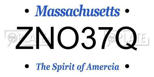 ZNO37Q Massachusetts License Plate