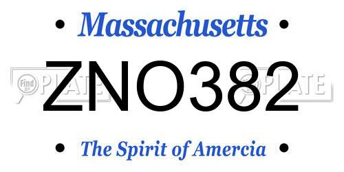 ZNO382 Massachusetts License Plate