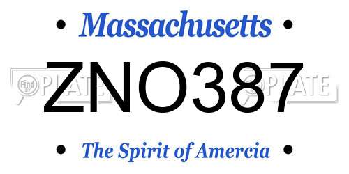 ZNO387 Massachusetts License Plate