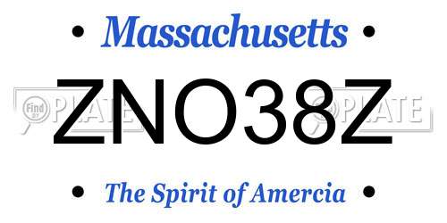 ZNO38Z Massachusetts License Plate