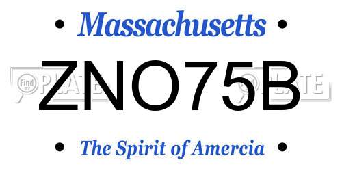 ZNO75B Massachusetts License Plate