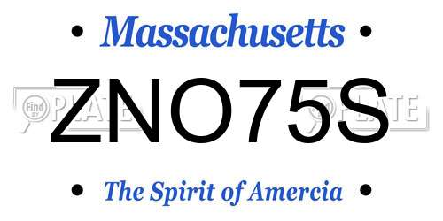 ZNO75S Massachusetts License Plate