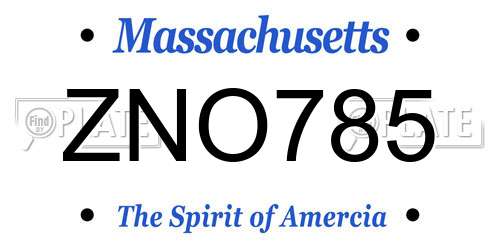 ZNO785 Massachusetts License Plate