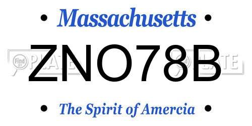 ZNO78B Massachusetts License Plate