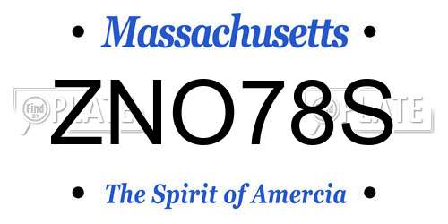 ZNO78S Massachusetts License Plate