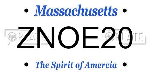 ZNOE20 Massachusetts License Plate