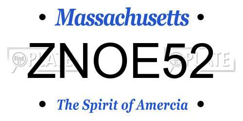 ZNOE52 Massachusetts License Plate