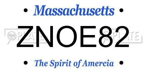 ZNOE82 Massachusetts License Plate