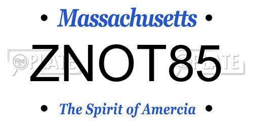 ZNOT85 Massachusetts License Plate