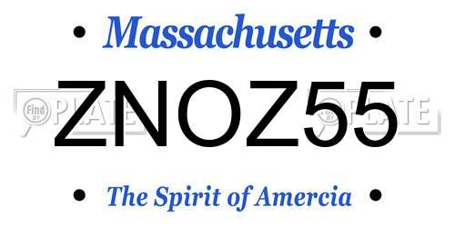 ZNOZ55 Massachusetts License Plate