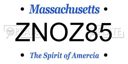 ZNOZ85 Massachusetts License Plate
