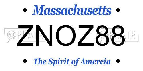 ZNOZ88 Massachusetts License Plate