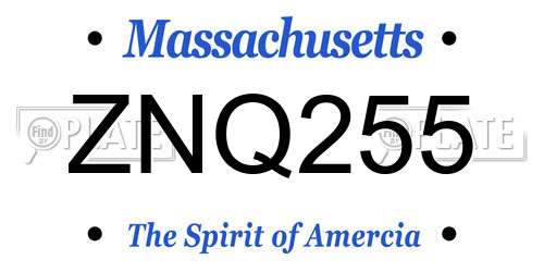 ZNQ255 Massachusetts License Plate