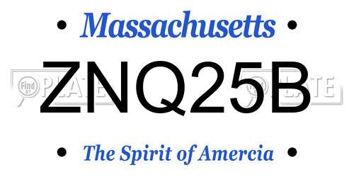 ZNQ25B Massachusetts License Plate