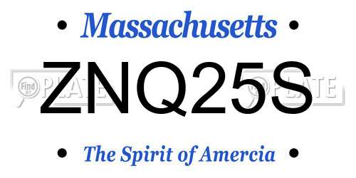 ZNQ25S Massachusetts License Plate