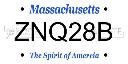 ZNQ28B Massachusetts License Plate