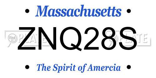 ZNQ28S Massachusetts License Plate