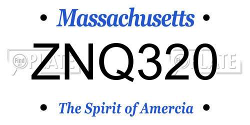 ZNQ320 Massachusetts License Plate
