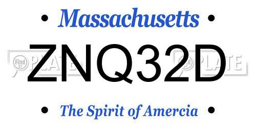 ZNQ32D Massachusetts License Plate