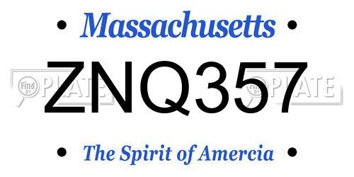 ZNQ357 Massachusetts License Plate