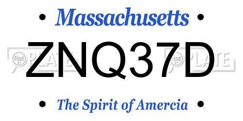 ZNQ37D Massachusetts License Plate