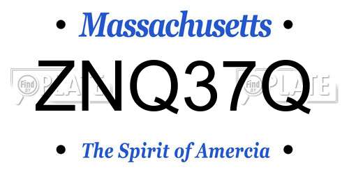 ZNQ37Q Massachusetts License Plate