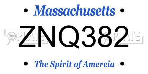 ZNQ382 Massachusetts License Plate