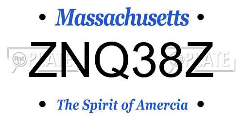 ZNQ38Z Massachusetts License Plate