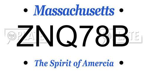 ZNQ78B Massachusetts License Plate
