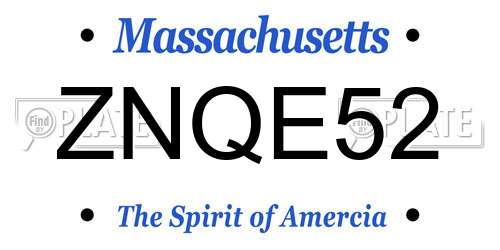 ZNQE52 Massachusetts License Plate