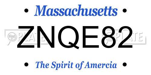 ZNQE82 Massachusetts License Plate