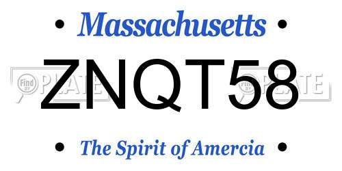 ZNQT58 Massachusetts License Plate