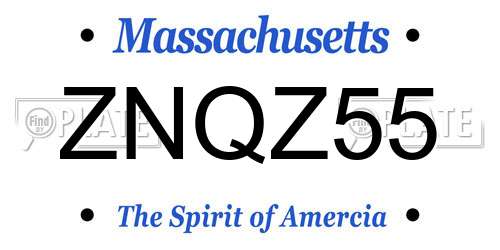 ZNQZ55 Massachusetts License Plate