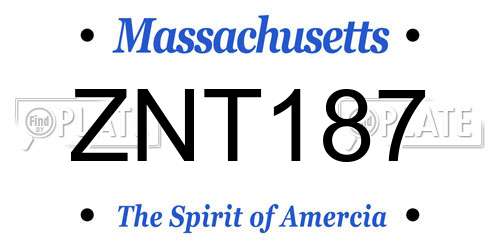 ZNT187 Massachusetts License Plate