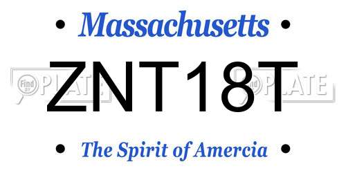 ZNT18T Massachusetts License Plate