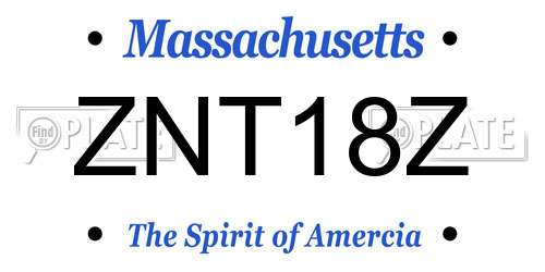 ZNT18Z Massachusetts License Plate