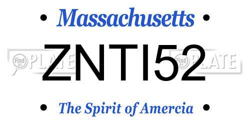 ZNTI52 Massachusetts License Plate