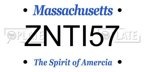 ZNTI57 Massachusetts License Plate