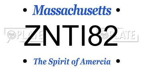 ZNTI82 Massachusetts License Plate
