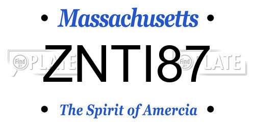 ZNTI87 Massachusetts License Plate