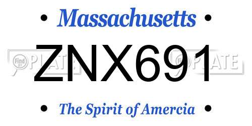 ZNX691 Massachusetts License Plate