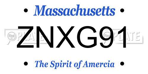 ZNXG91 Massachusetts License Plate