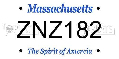 ZNZ182 Massachusetts License Plate