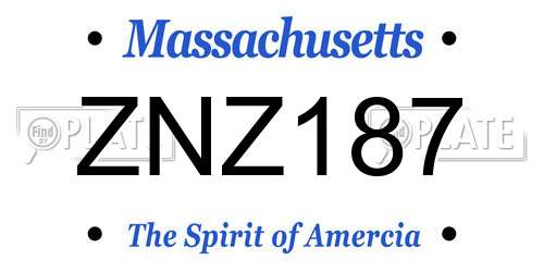 ZNZ187 Massachusetts License Plate