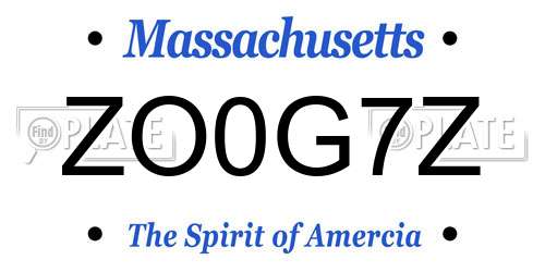 ZO0G7Z Massachusetts License Plate