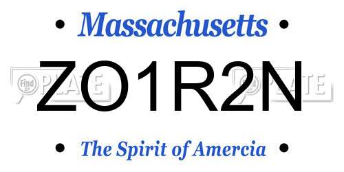 ZO1R2N Massachusetts License Plate