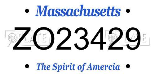 ZO23429 Massachusetts License Plate